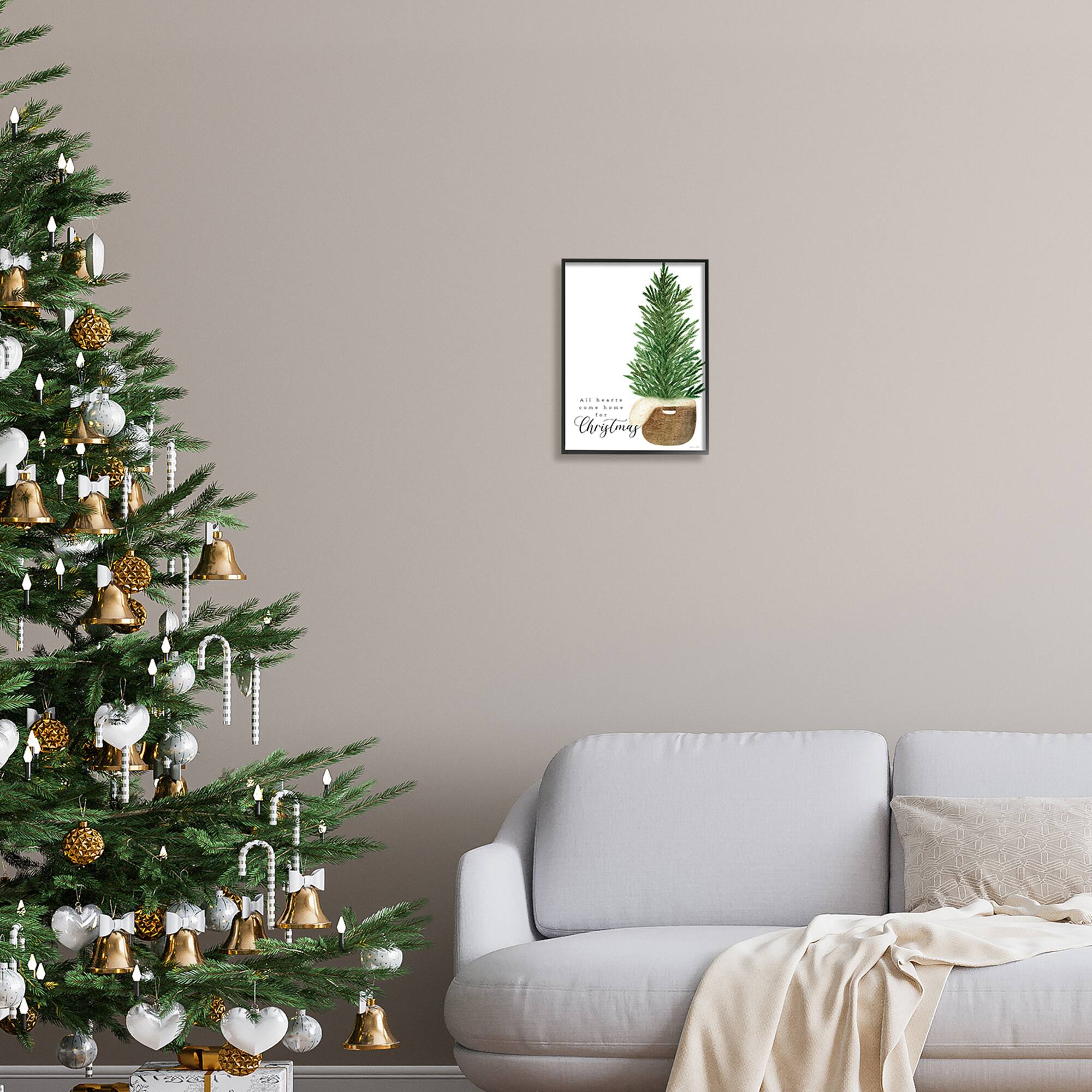Stupell Industries All Hearts Home For Christmas Phrase Framed Giclee Art